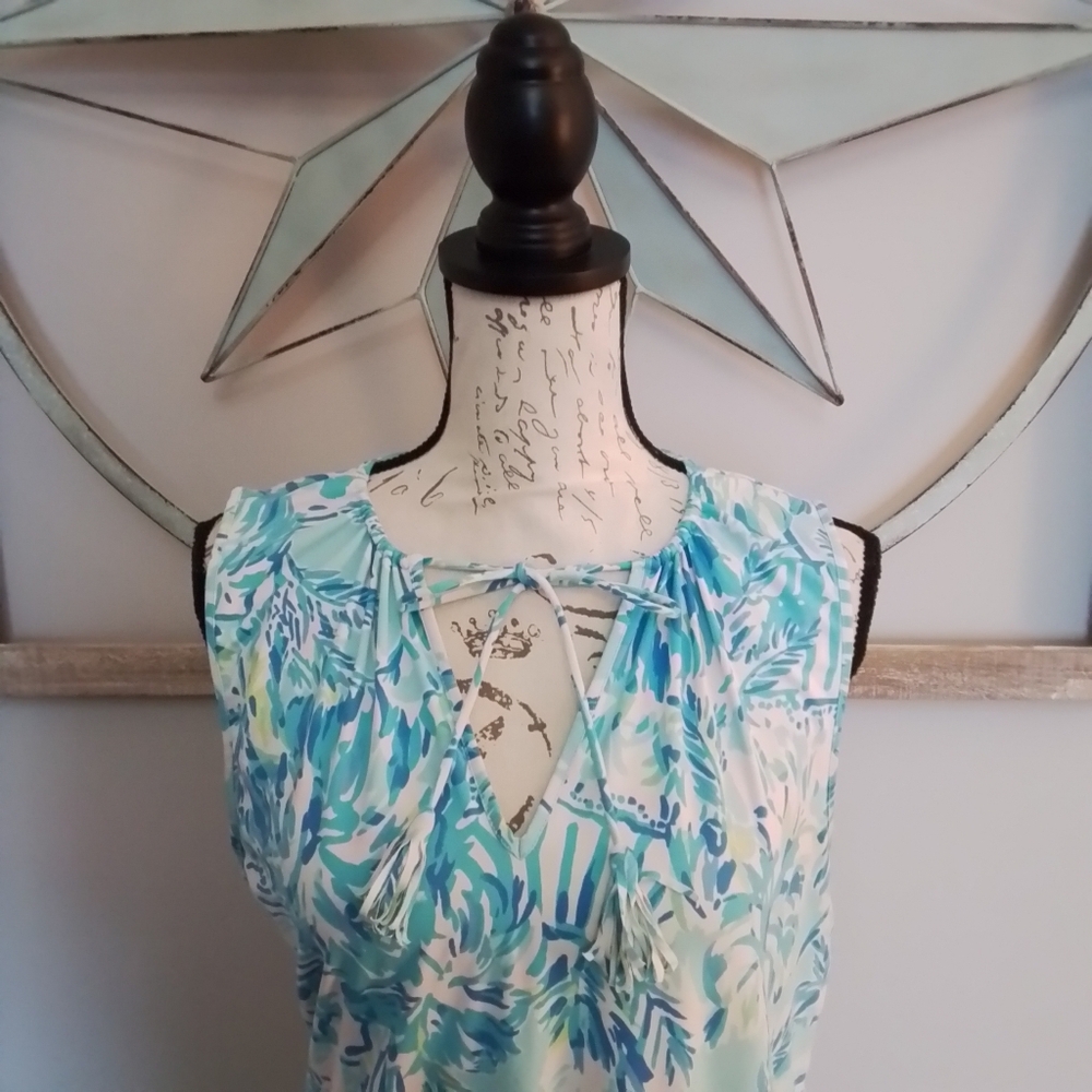 Lilly Pulitzer Johana Cover-Up Shift Dress Blue Ibiza Cabana Cocktail - L - Picture 8 of 15